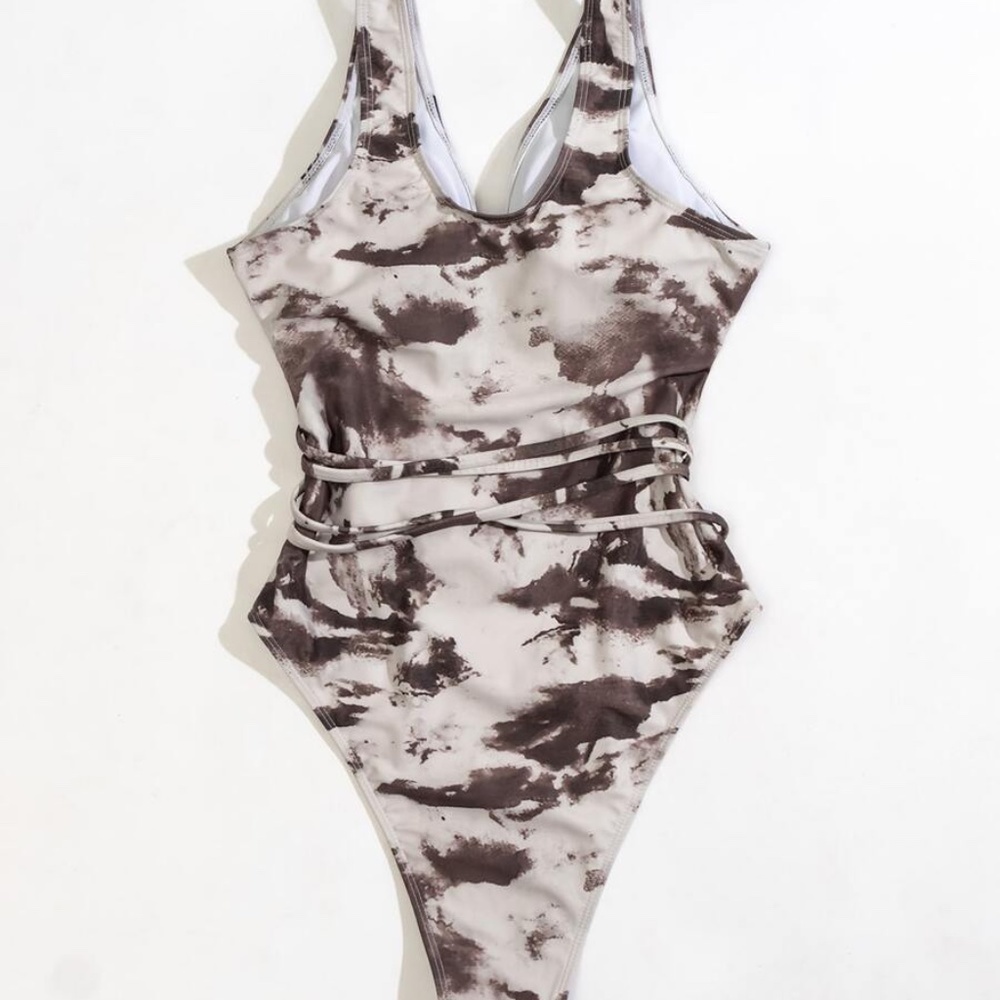 Boho Tie Dye Cut out Monokini One Piece Swim - Picture 4 of 4